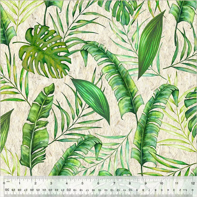 Green Tropical Leaves Wideback Cotton Fabric per yard - Prismatic Fiber Arts