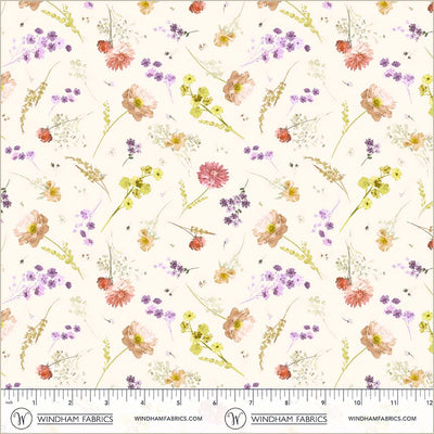 Aviva Floral Charm Ivory Cotton 44"/45" Fabric Per Yard
