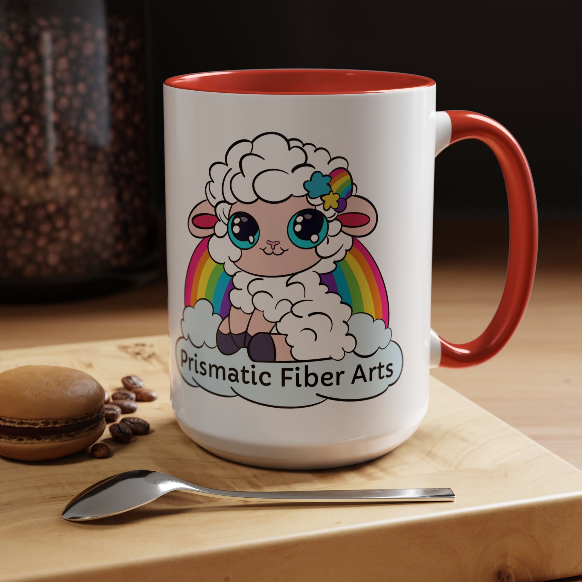 PFA "Logo" Accent Coffee Mug (11, 15oz) - Prismatic Fiber Arts
