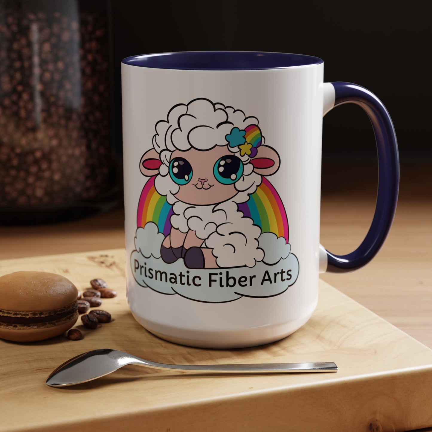 PFA "Logo" Accent Coffee Mug (11, 15oz) - Prismatic Fiber Arts