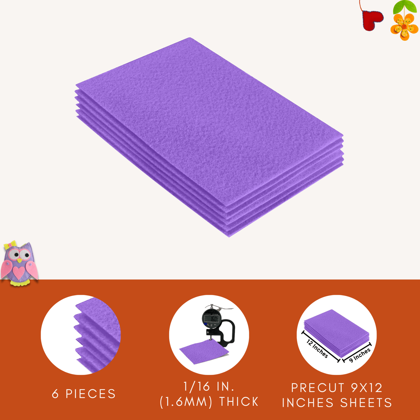 FabricLA Acrylic Felt 9"X12" Sheet Packs | Lavender - Prismatic Fiber Arts