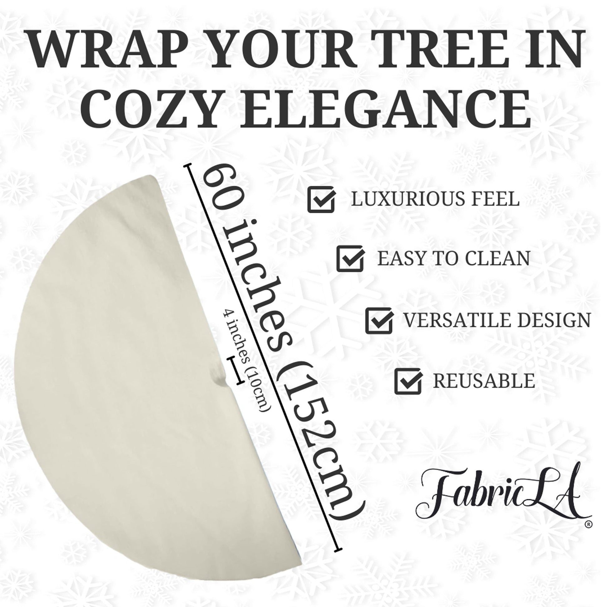 Premium Faux Fur Christmas Tree Skirt - 60 Inch | Luxurious Holiday Decorations - Prismatic Fiber Arts