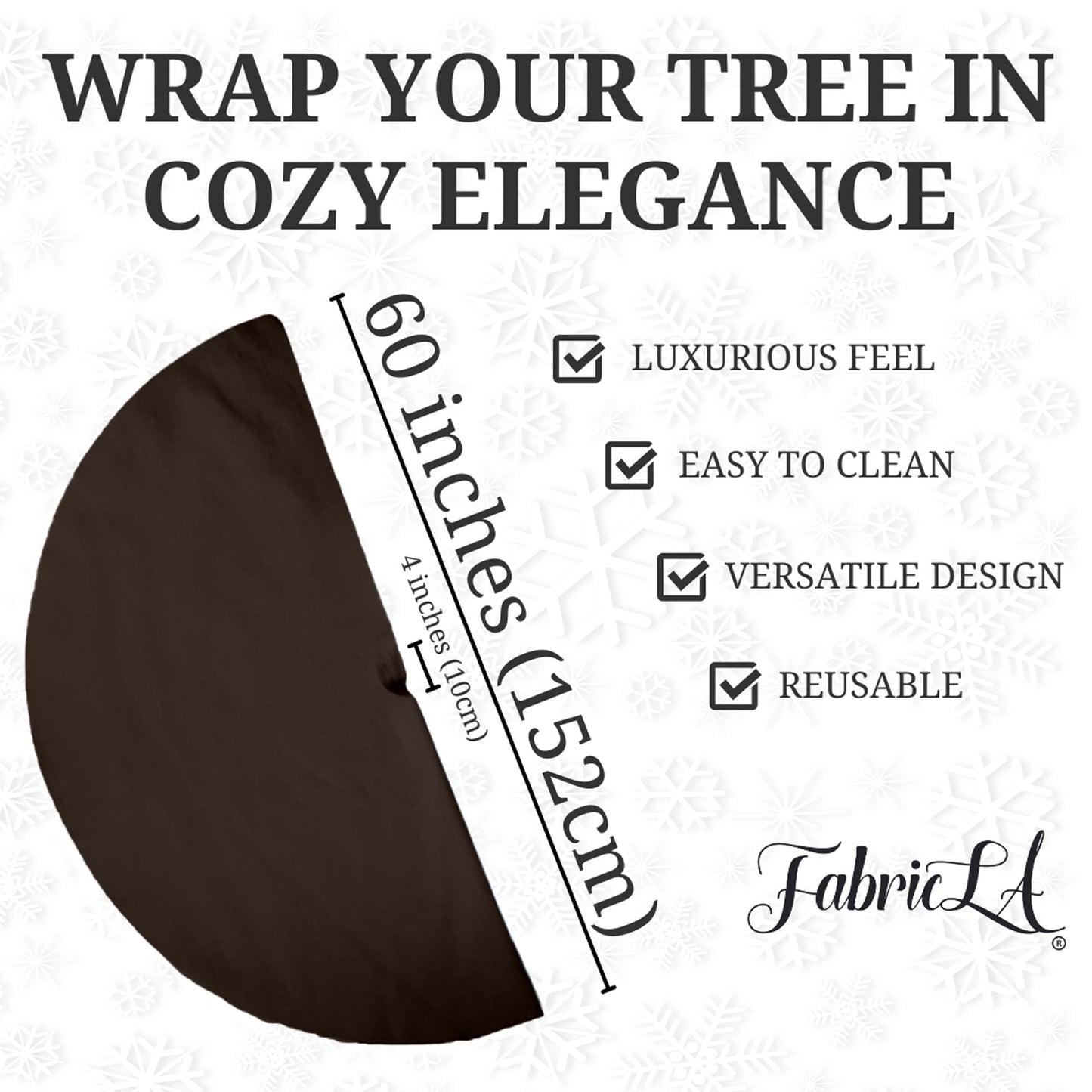 Premium Faux Fur Christmas Tree Skirt - 60 Inch | Luxurious Holiday Decorations - Prismatic Fiber Arts
