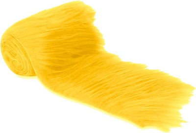 FabricLA Mohair Shaggy Faux Fur Fabric - Pre Cut Strips | Trim Ribbon | DIY Craft, Hobby, Costume, Decoration - Golden Yellow - Prismatic Fiber Arts