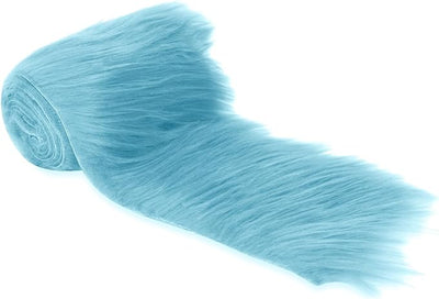 FabricLA Mohair Shaggy Faux Fur Fabric - Pre Cut Strips | Trim Ribbon | DIY Craft, Hobby, Costume, Decoration - Baby Blue - Prismatic Fiber Arts
