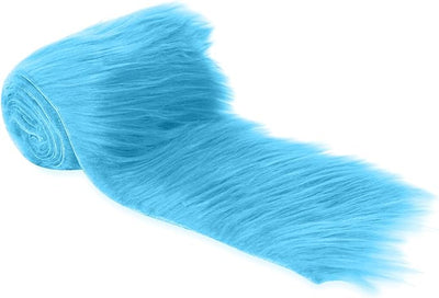 FabricLA Mohair Shaggy Faux Fur Fabric - Pre Cut Strips | Trim Ribbon | DIY Craft, Hobby, Costume, Decoration - Turquoise - Prismatic Fiber Arts