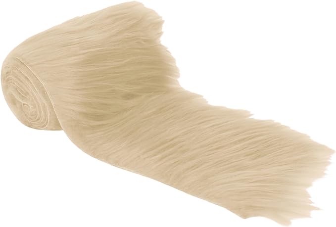 FabricLA Mohair Shaggy Faux Fur Fabric - Pre Cut Strips | Trim Ribbon | DIY Craft, Hobby, Costume, Decoration - Banana - Prismatic Fiber Arts
