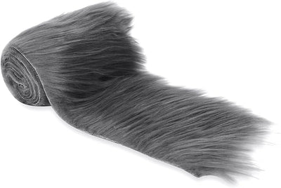 FabricLA Mohair Shaggy Faux Fur Fabric - Pre Cut Strips | Trim Ribbon | DIY Craft, Hobby, Costume, Decoration - Dark Gray - Prismatic Fiber Arts