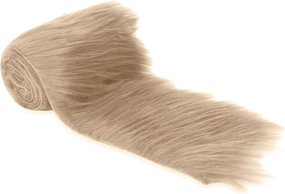 FabricLA Mohair Shaggy Faux Fur Fabric - Pre Cut Strips | Trim Ribbon | DIY Craft, Hobby, Costume, Decoration - Beige - Prismatic Fiber Arts