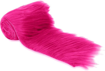 FabricLA Mohair Shaggy Faux Fur Fabric - Pre Cut Strips | Trim Ribbon | DIY Craft, Hobby, Costume, Decoration - Fuchsia - Prismatic Fiber Arts