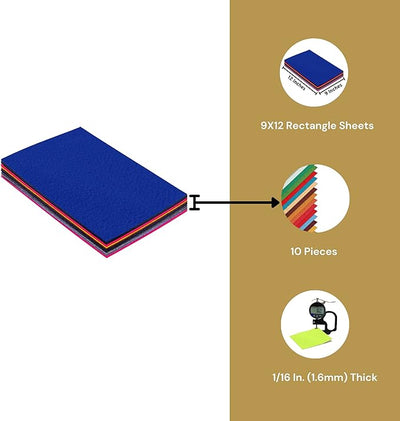 FabricLA 100% Acrylic Felt Fabric - Pre-Cut | 9x12 Inches | Multi-Colors - Prismatic Fiber Arts
