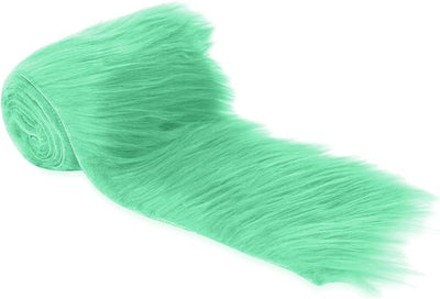 FabricLA Mohair Shaggy Faux Fur Fabric - Pre Cut Strips | Trim Ribbon | DIY Craft, Hobby, Costume, Decoration - Mint - Prismatic Fiber Arts