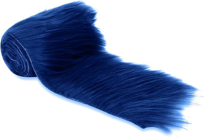 FabricLA Mohair Shaggy Faux Fur Fabric - Pre Cut Strips | Trim Ribbon | DIY Craft, Hobby, Costume, Decoration- Dark Navy Blue - Prismatic Fiber Arts