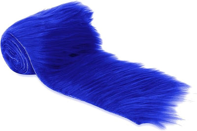 FabricLA Mohair Shaggy Faux Fur Fabric - Pre Cut Strips | Trim Ribbon | DIY Craft, Hobby, Costume, Decoration - Royal Blue - Prismatic Fiber Arts