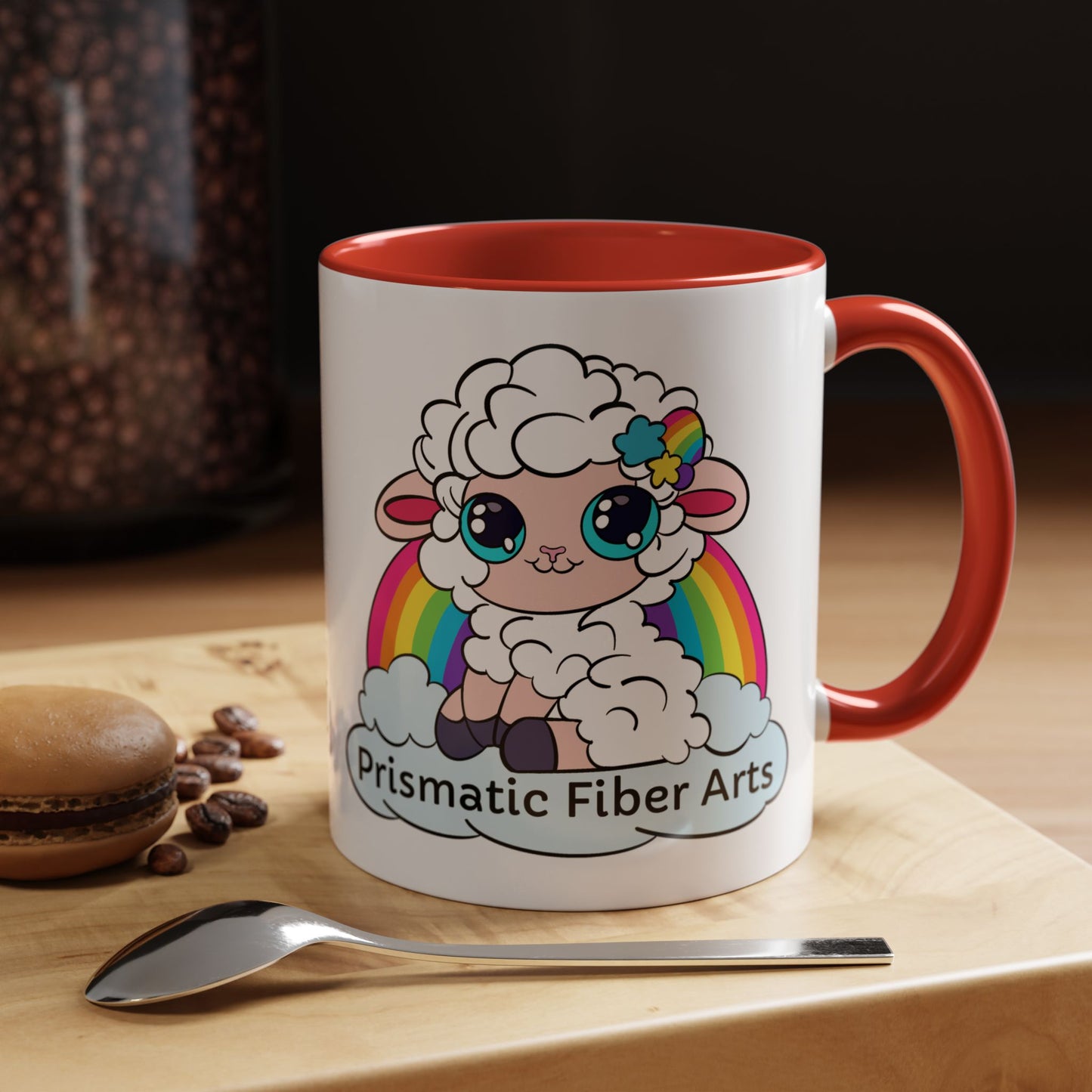 PFA "Logo" Accent Coffee Mug (11, 15oz) - Prismatic Fiber Arts