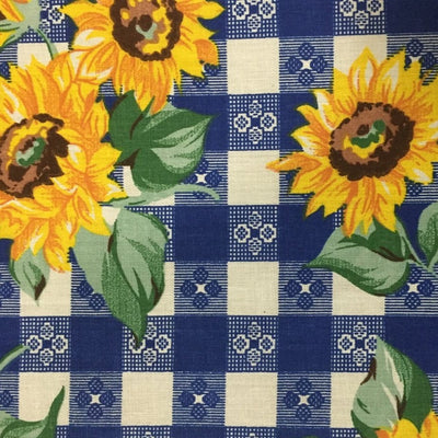 Plaid Daisy Floral Print Poly Cotton Fabric - Prismatic Fiber Arts