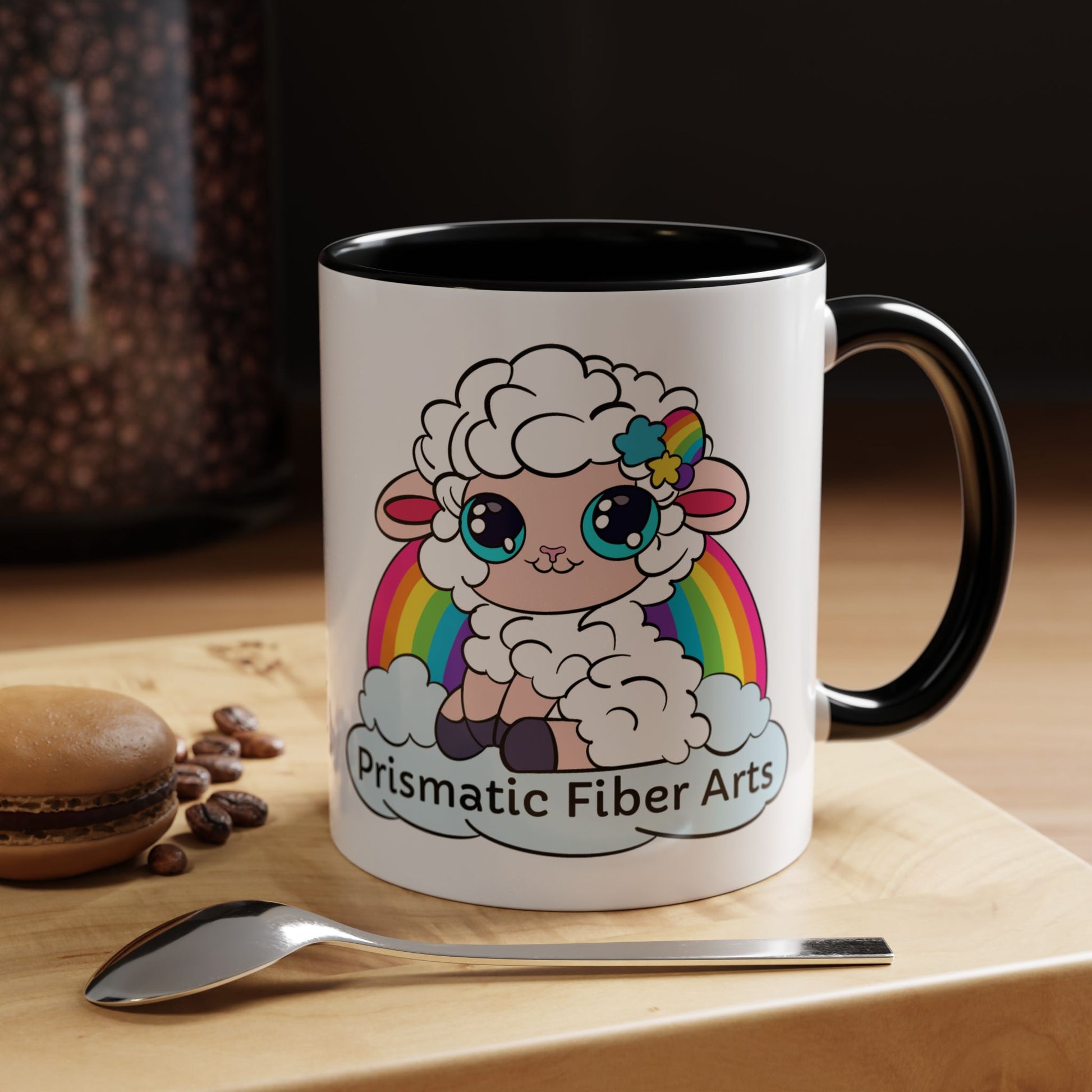 PFA "Logo" Accent Coffee Mug (11, 15oz) - Prismatic Fiber Arts