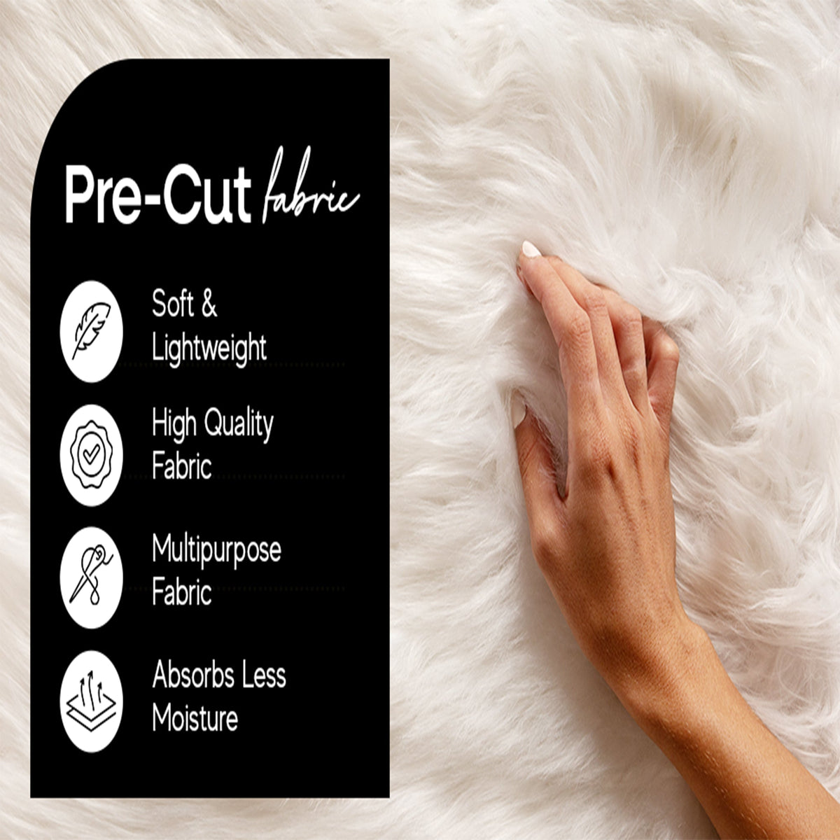 FabricLA Mohair Shaggy Faux Fur Fabric - Pre Cut Strips | Trim Ribbon | DIY Craft, Hobby, Costume, Decoration - White - Prismatic Fiber Arts