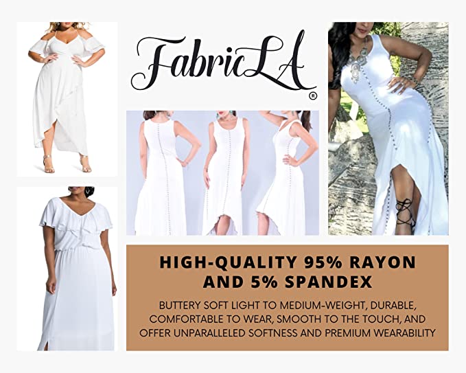 White Rayon Spandex Jersey Knit Fabric – 60" Wide, 240 GSM | 4-Way Stretch by the Yard | FabricLA - Prismatic Fiber Arts