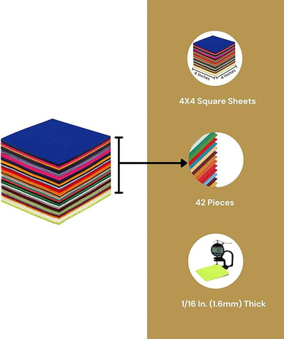 4" x 4" Acrylic Felt Sheets by FabricLA | Multi-Colors - Prismatic Fiber Arts