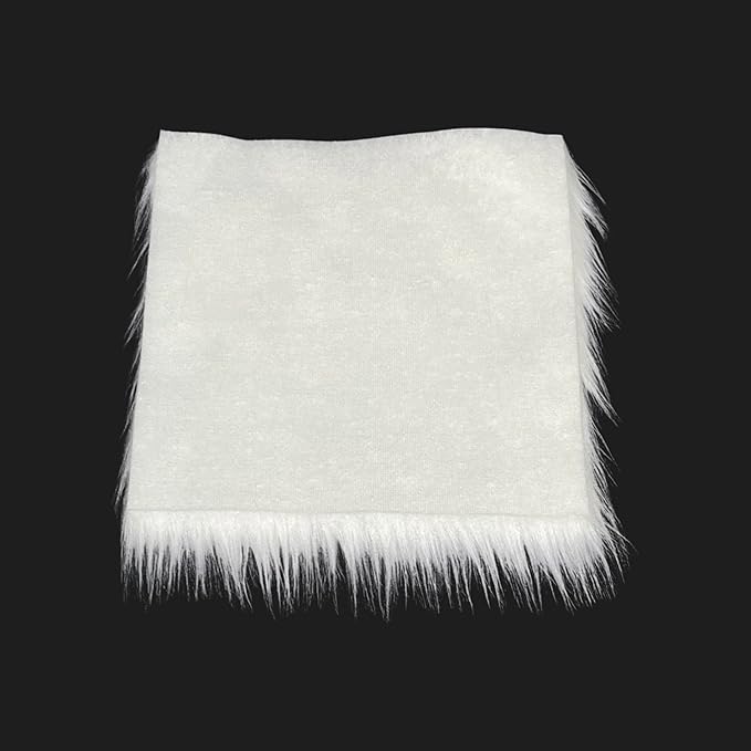 FabricLA Faux Fur Fabric - 8 Pieces Square Fur Material Fabric - 10" X 10" Inches (25cm x 25cm) - Shaggy Fur Patches Fabric Cuts Chair Cover Seat Cushion for DIY Craft - White - Prismatic Fiber Arts
