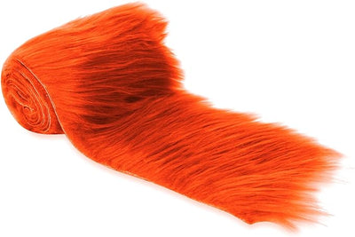 FabricLA Mohair Shaggy Faux Fur Fabric - Pre Cut Strips | Trim Ribbon | DIY Craft, Hobby, Costume, Decoration- Orange - Prismatic Fiber Arts
