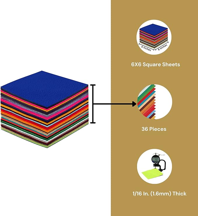6" x 6" Acrylic Felt Sheets by FabricLA | Multi-Colors - Prismatic Fiber Arts