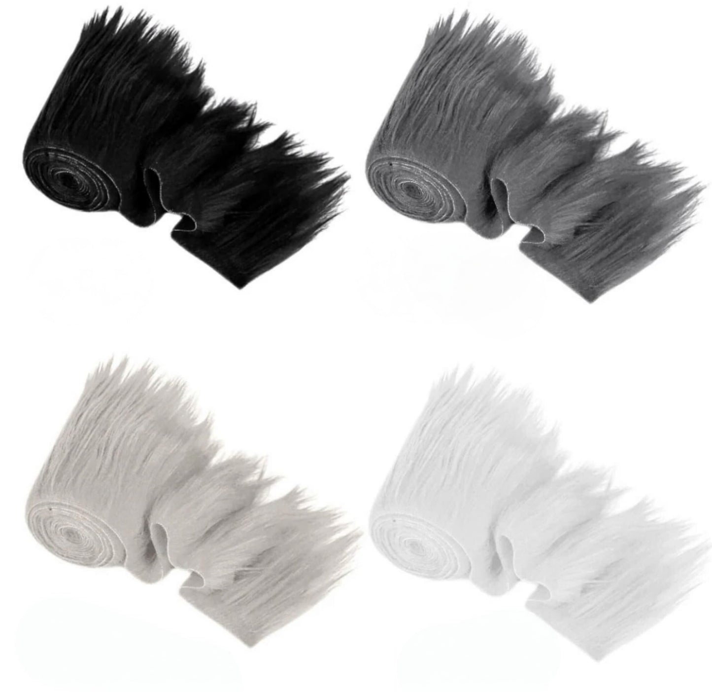 Faux Fur Fabric Trim for Crafts| Mix Fur Fabric | Fur Trim for Gnome |Fuzzy Craft Fur for making Supplies| Grinch Faux Fur Material |Plush Fake Fur Crafts Ribbon for Therian Stuff | (Pack of 4) - Prismatic Fiber Arts