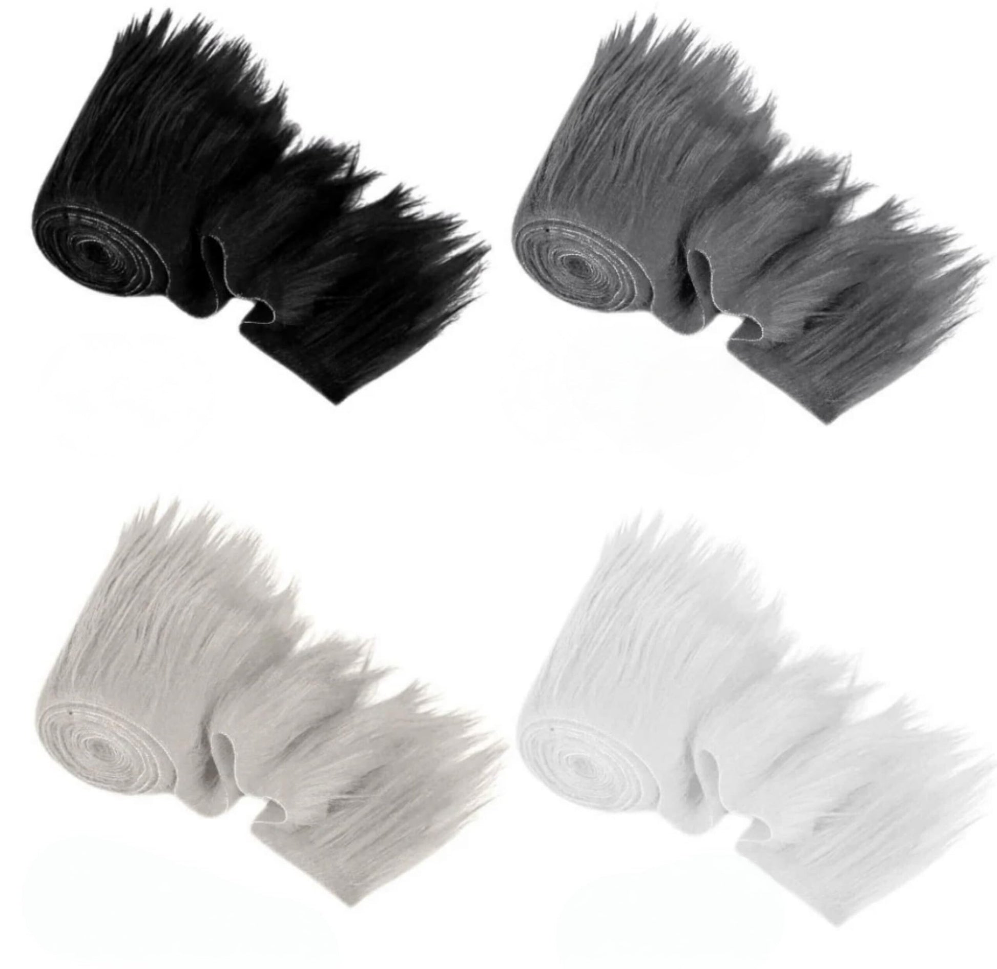 Faux Fur Fabric Trim for Crafts| Mix Fur Fabric | Fur Trim for Gnome |Fuzzy Craft Fur for making Supplies| Grinch Faux Fur Material |Plush Fake Fur Crafts Ribbon for Therian Stuff | (Pack of 4) - Prismatic Fiber Arts