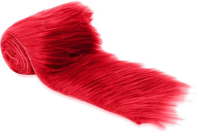 FabricLA Mohair Shaggy Faux Fur Fabric - Pre Cut Strips | Trim Ribbon | DIY Craft, Hobby, Costume, Decoration- Red - Prismatic Fiber Arts