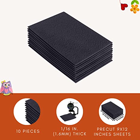 FabricLA Acrylic Felt 9"X12" Sheet Packs | Dark Gray - Prismatic Fiber Arts