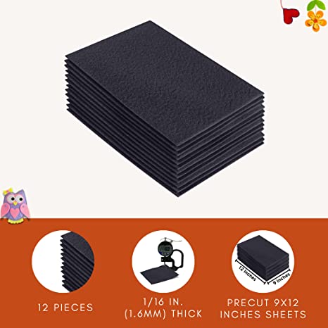 FabricLA Acrylic Felt 9"X12" Sheet Packs | Dark Gray - Prismatic Fiber Arts