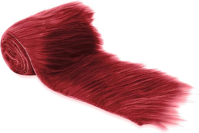FabricLA Mohair Shaggy Faux Fur Fabric - Pre Cut Strips | Trim Ribbon | DIY Craft, Hobby, Costume, Decoration -Burgundy - Prismatic Fiber Arts