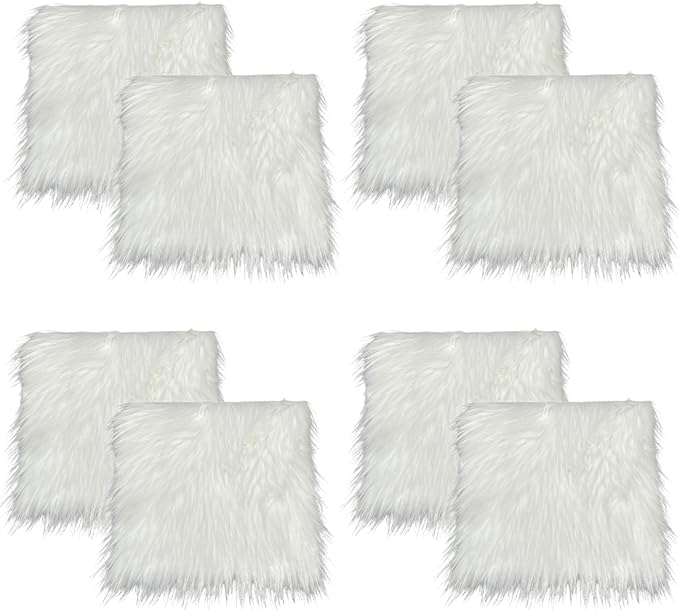 Faux Fur Fabric Squares | 8 Pcs DIY Craft Set by FabricLA | Shaggy Fur for Chair Covers & Cushions - Prismatic Fiber Arts