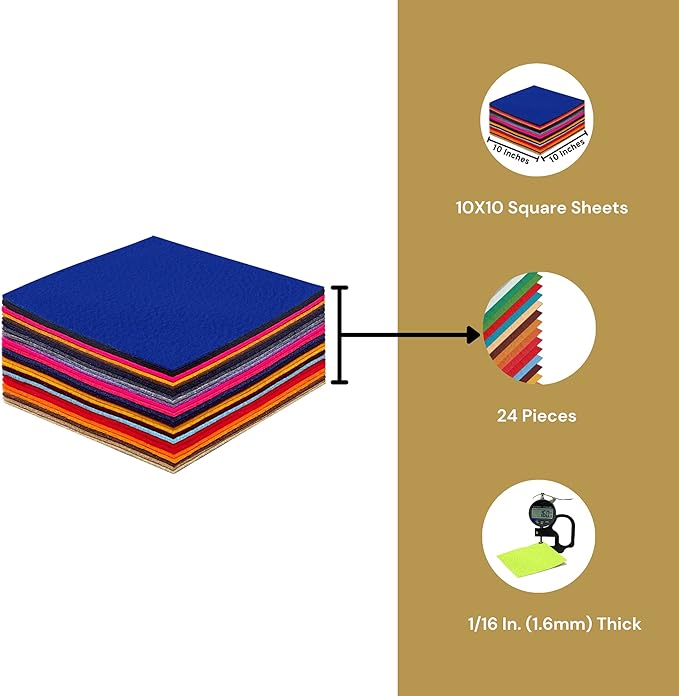10" x 10" Acrylic Felt Sheets by FabricLA | Multi-Colors - Prismatic Fiber Arts