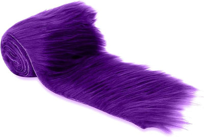 FabricLA Mohair Shaggy Faux Fur Fabric - Pre Cut Strips | Trim Ribbon | DIY Craft, Hobby, Costume, Decoration - Purple - Prismatic Fiber Arts