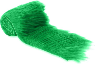 FabricLA Mohair Shaggy Faux Fur Fabric - Pre Cut Strips | Trim Ribbon | DIY Craft, Hobby, Costume, Decoration - Kelly Green - Prismatic Fiber Arts