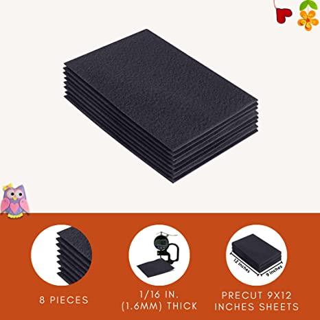 FabricLA Acrylic Felt 9"X12" Sheet Packs | Dark Gray - Prismatic Fiber Arts