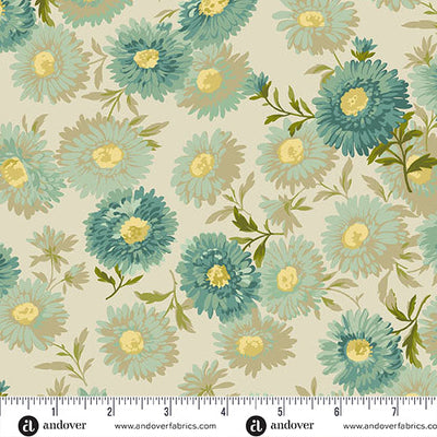 Jade Green Chrysanthemum 108's by Laundry Basket Quilts Cotton Wideback Fabric Per Yard - Prismatic Fiber Arts