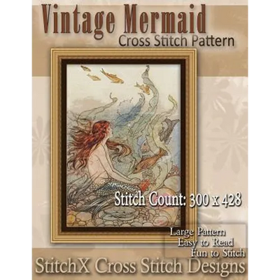 Vintage Mermaid Cross Stitch Pattern