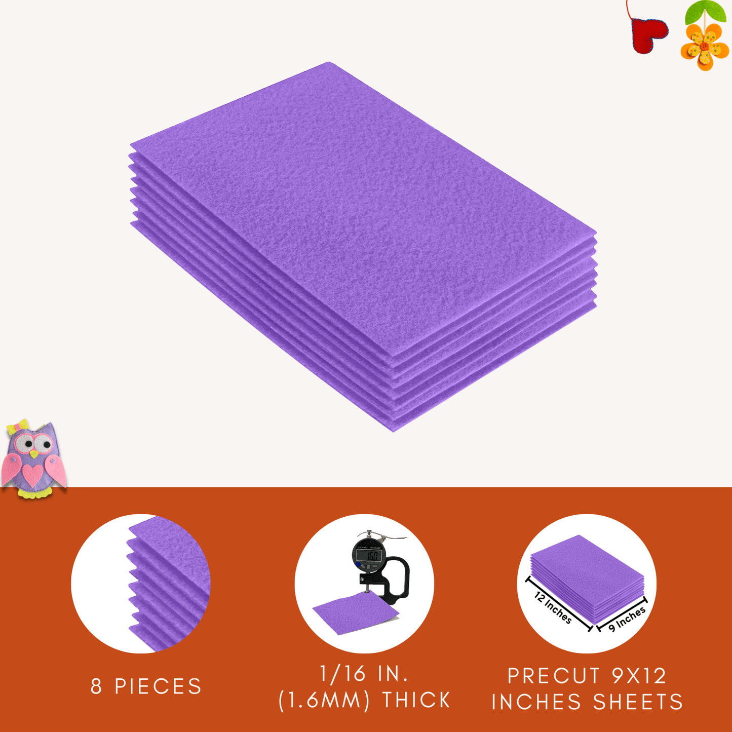 FabricLA Acrylic Felt 9"X12" Sheet Packs | Lavender - Prismatic Fiber Arts