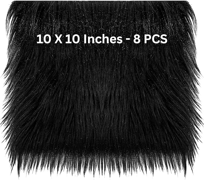 FabricLA Faux Fur Fabric - 8 Pieces Square Fur Material Fabric - 10" X 10" Inches (25cm x 25cm) - Shaggy Fur Patches Fabric Cuts Chair Cover Seat Cushion for DIY Craft - - Prismatic Fiber Arts