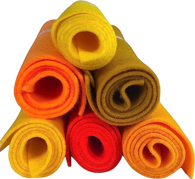 FabricLA Craft Felt Rolls 6 Pieces - 12" X 18" Inches Assorted Color Non-Woven Soft Felt Material - Acrylic Felt Roll for DIY Craftwork, Sewing and Patchwork - Imperial Yellows - Prismatic Fiber Arts
