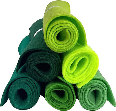 FabricLA Craft Felt Rolls 6 Pieces - 12" X 18" Inches Assorted Colors Non-Woven Soft Felt Material - Acrylic Felt Roll for DIY Craftwork, Sewing and Patchwork - Shade of Greens - Prismatic Fiber Arts