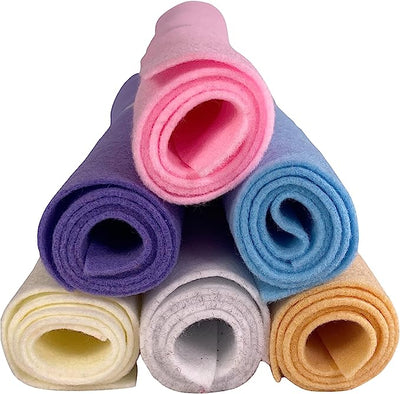 FabricLA Craft Felt Rolls 6 Pieces - 12" X 18" Inches Assorted Color Non-Woven Soft Felt Material - Acrylic Felt Roll for DIY Craftwork, Sewing and Patchwork - Pastel Lovers - Prismatic Fiber Arts