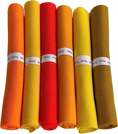 FabricLA Craft Felt Rolls 6 Pieces - 12" X 18" Inches Assorted Color Non-Woven Soft Felt Material - Acrylic Felt Roll for DIY Craftwork, Sewing and Patchwork - Imperial Yellows - Prismatic Fiber Arts
