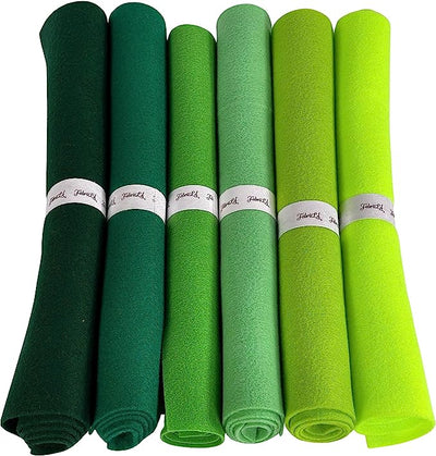 FabricLA Craft Felt Rolls 6 Pieces - 12" X 18" Inches Assorted Colors Non-Woven Soft Felt Material - Acrylic Felt Roll for DIY Craftwork, Sewing and Patchwork - Shade of Greens - Prismatic Fiber Arts