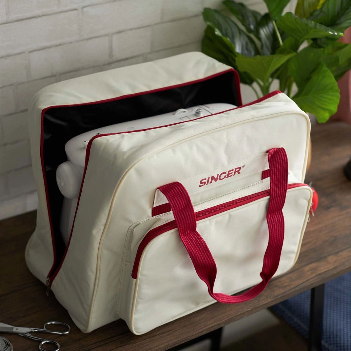 SINGER® Cream/Red Universal Tote Bag - Prismatic Fiber Arts