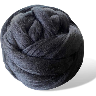 Dyed (Raven) Black Merino Wool Roving Top - Premium 21 Micron Roving Wool Top - Prismatic Fiber Arts