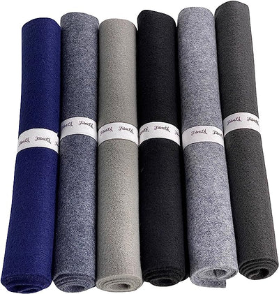 FabricLA Craft Felt Rolls 6 Pieces - 12" X 18" Inches Assorted Color Non-Woven Soft Felt Material - Acrylic Felt Roll for DIY Craftwork, Sewing and Patchwork - Colorful Grays - Prismatic Fiber Arts